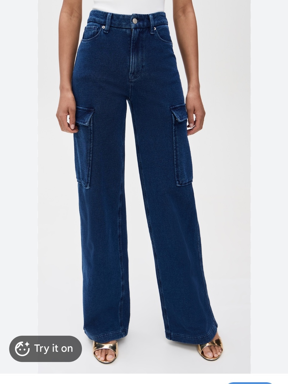 NWT Good American Genius Good Skate High-Rise Wide Leg Cargo Jeans